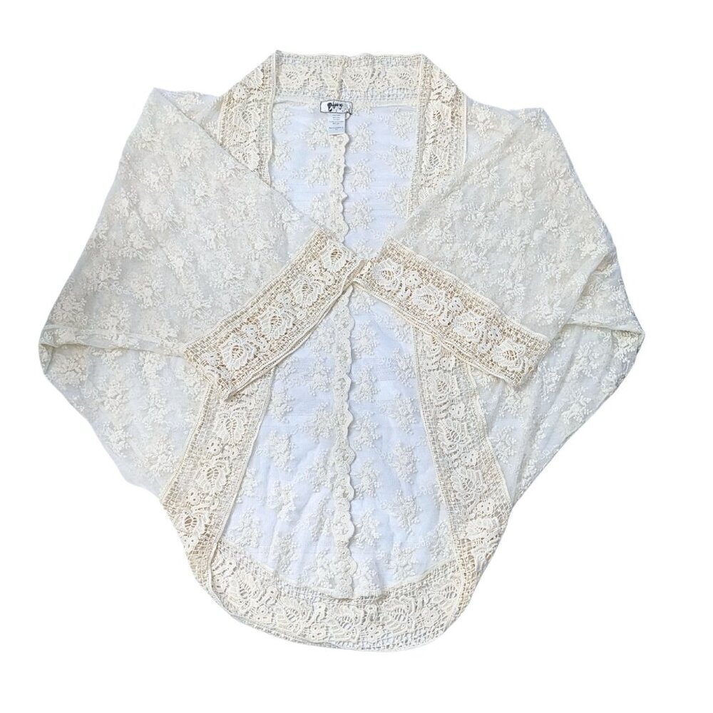 Revolve NIGHTCAP by Carissa Rene Ivory Lace Kimono Cardigan Size 1/XS - Picture 4 of 8